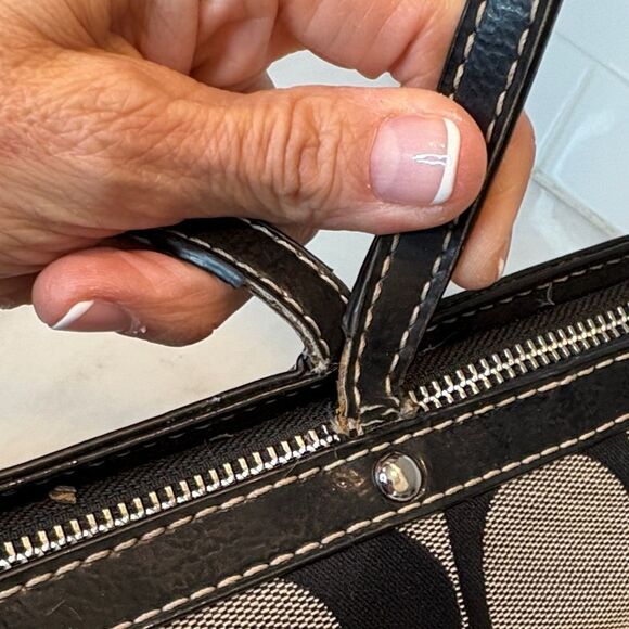 Coach Bag Purse Handbag Y2K Jacquard Signature Logo Stripe Tote Pocketbook - Picture 13 of 16